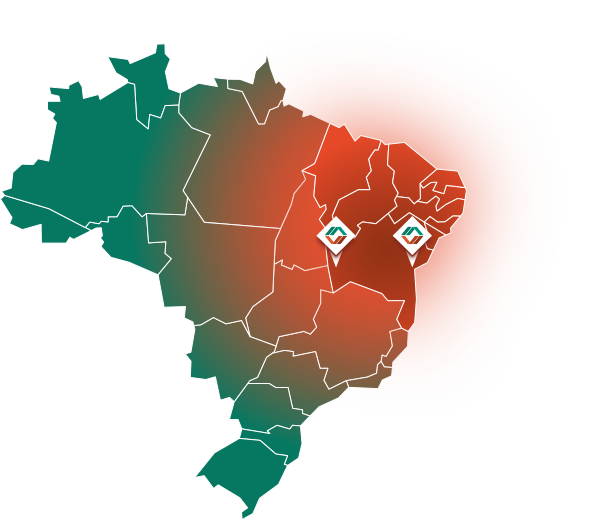 Mapa do Brasil com destaque para o Nordeste